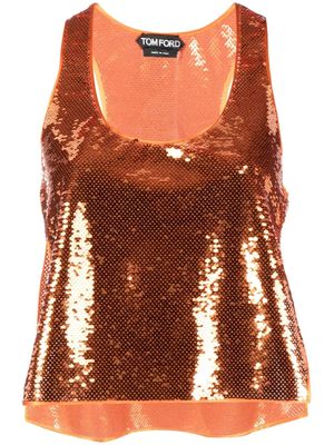 TOM FORD sequin-embellished vest top - Orange