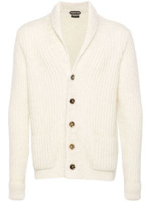 TOM FORD shawl-collar ribbed-knit cardigan - White