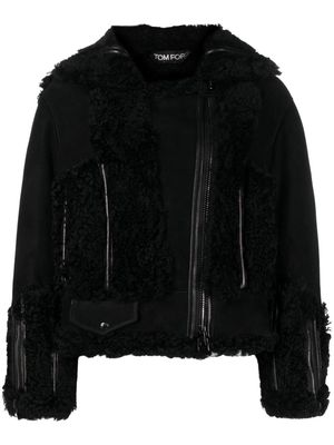 TOM FORD shearling zip-up leather jacket - Black