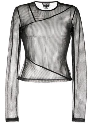 TOM FORD sheer ribbed long-sleeve jersey top - Black