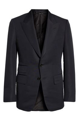 TOM FORD Shelton Cotton & Silk Poplin Tuxedo Jacket in Black