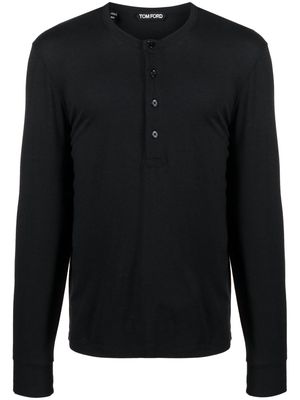 TOM FORD short-button fastening T-shirt - Black