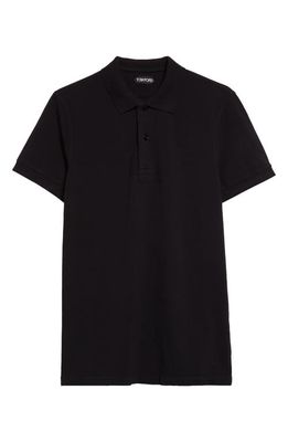 TOM FORD Short Sleeve Cotton Piqué Polo in Black