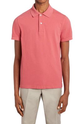 TOM FORD Short Sleeve Cotton Piqué Polo in Coral