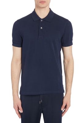 TOM FORD Short Sleeve Cotton Piqué Polo in Ink