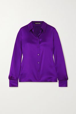 TOM FORD - Silk And Lyocell-blend Satin Shirt - Purple