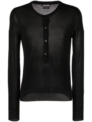 TOM FORD silk-blend Henley shirt - Black