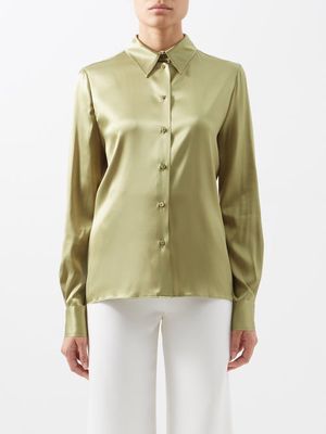 Tom Ford - Silk-blend Satin Shirt - Womens - Khaki