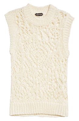 TOM FORD Silk Lace Sweater Vest in Chalk