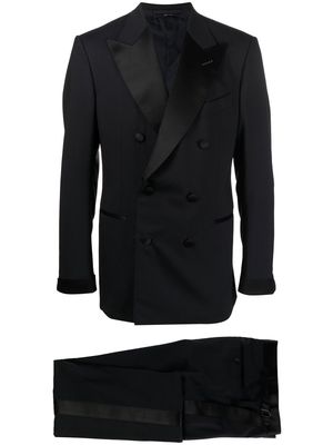 TOM FORD silk-trim double-breasted suit - Black
