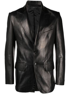 TOM FORD single-breasted leather blazer - Black
