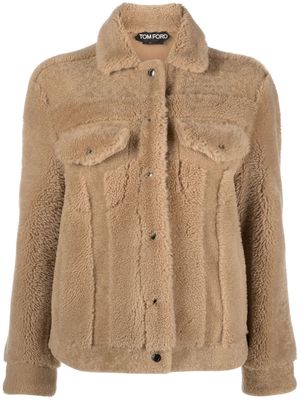 TOM FORD single-breasted shearling jacket - Neutrals