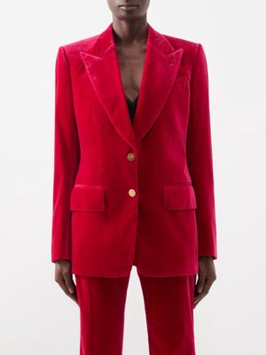 Tom Ford - Single-breasted Velvet Suit Jacket - Womens - Raspberry