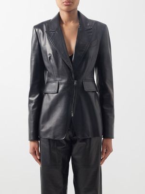 Tom Ford - Single-breasted Zipped Leather Jacket - Womens - Black