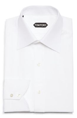TOM FORD Slim Fit Poplin Button-Up Shirt in Optical White