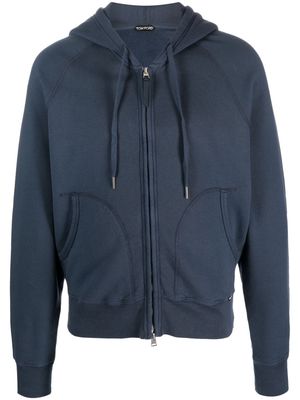 TOM FORD slouchy zip-up cotton hoodie - Blue