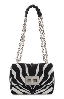 TOM FORD Small Natalia Zebra Stripe Velveteen Shoulder Bag in Black/White/Black
