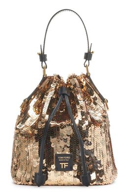 TOM FORD Small Sequin Bucket Bag in Gold/Black