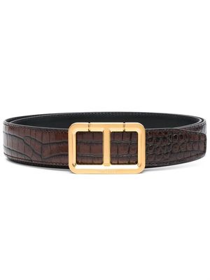 TOM FORD snakeskin-effect leather belt - Brown