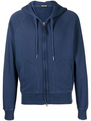 TOM FORD solid-color zip-up hoodie - Blue