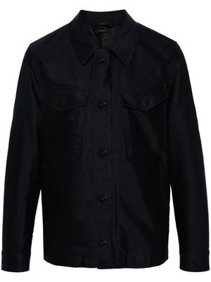 TOM FORD spread-collar cotton shirt jacket - Blue