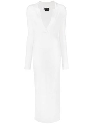 TOM FORD spread-collar knitted dress - White