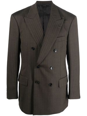 TOM FORD striped double-breasted blazer - Green