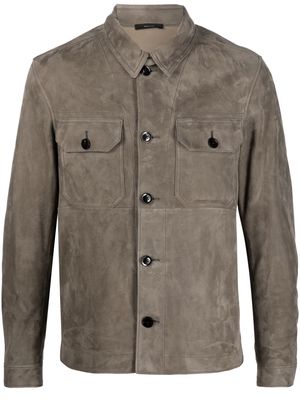 TOM FORD suede button-up jacket - Grey