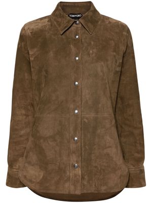 TOM FORD suede long-sleeve shirt - Brown
