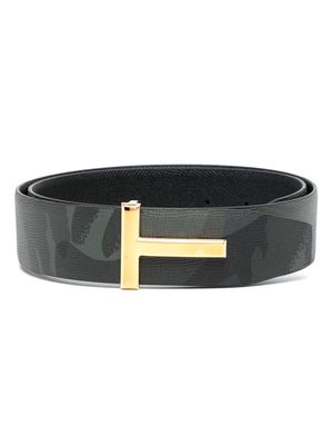 TOM FORD T Icon camouflage-print leather belt - Green