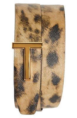 TOM FORD T Icon Reversible Leather Belt in Sand/Black