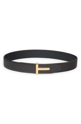TOM FORD T Icon Reversible Soft Grain Leather Belt in Brown/Black