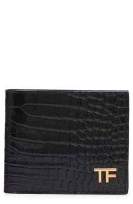 TOM FORD T-Line Alligator Embossed Leather Bifold Wallet in Black