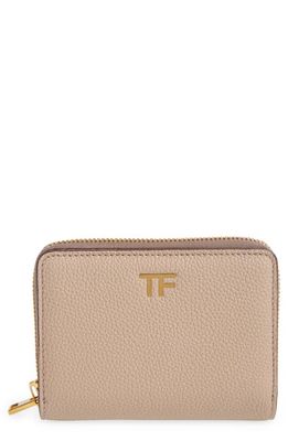 TOM FORD T-Line Soft Grain Leather Zip Wallet in 1G006 Silk Taupe