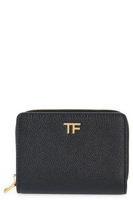 TOM FORD T-Line Soft Grain Leather Zip Wallet in 1N001 Black