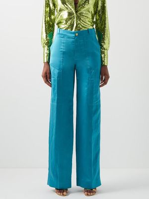 Tom Ford - Tailored Lustrous Trousers - Womens - Light Blue