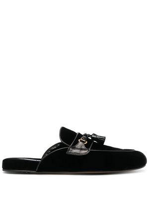 TOM FORD tassel-front velvet slippers - Black