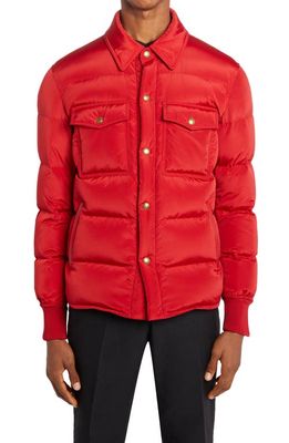 TOM FORD Techno Quilted Down Shirt Jacket in Candy Red