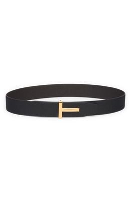 TOM FORD Tejus Reversible Leather Belt in Chocolate Brown
