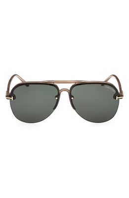 TOM FORD Terry 62mm Oversize Aviator Sunglasses in Transparent Champagne/Green