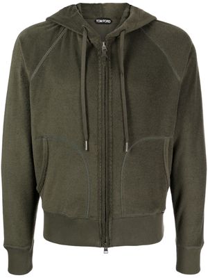 TOM FORD terry-cloth cotton hoodie - Green