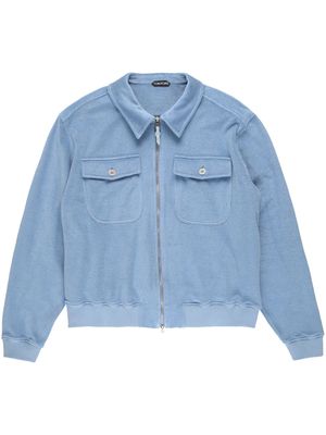 TOM FORD terry-cloth zip-up jacket - Blue
