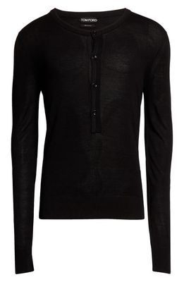 TOM FORD Textured Long Sleeve Sweater in Black