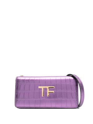 TOM FORD TF crocodille-embossed shoulder bag - Purple