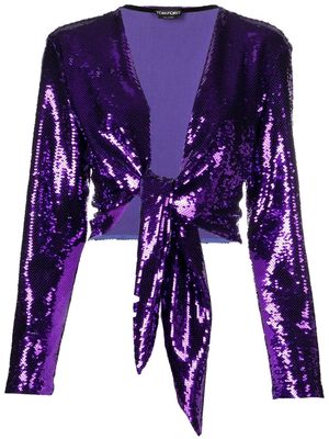 TOM FORD tie-fastening sequinned blouse - Purple