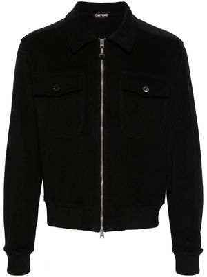 TOM FORD towelling zip-up shirt jacket - Black