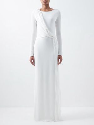 Tom Ford - Twist-front Long-sleeved Jersey Gown - Womens - White