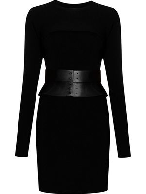 TOM FORD two-piece belted ribbed mini dress - Black