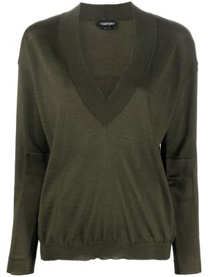 TOM FORD V-neck knit jumper - Green