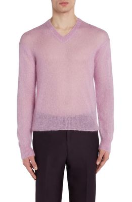 TOM FORD V-Neck Mohair Blend Sweater in Pink Lavender